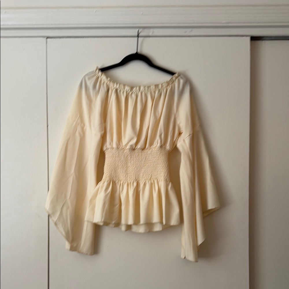 Ren Faire Maiden Fairycore Cream Off-Shoulder Top